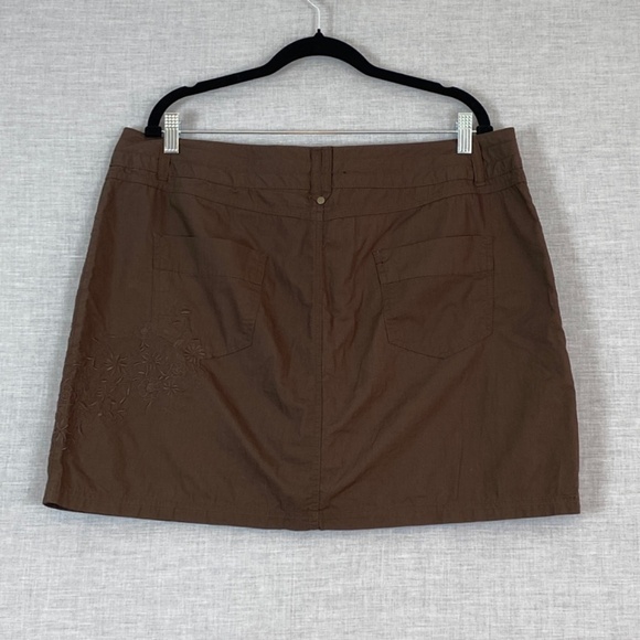 Reitmans Skort Womens 15 XL Cotton Embroidered Drawstring Waist Pockets Brown - Picture 3 of 13
